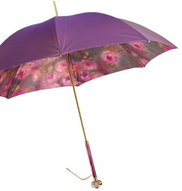 Paraguas morado de Pasotti | Diseño floral | Mango con joya | Envío gratuito