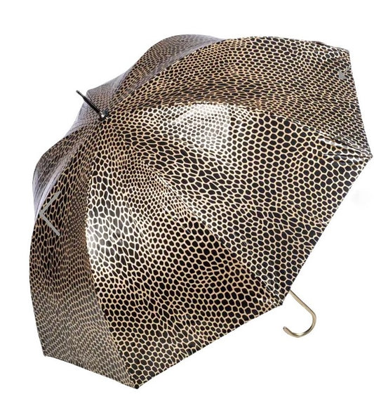 Metallic Gold Snake Print Umbrella | Deep dome | UV Protection 100% Shade | Waterproof