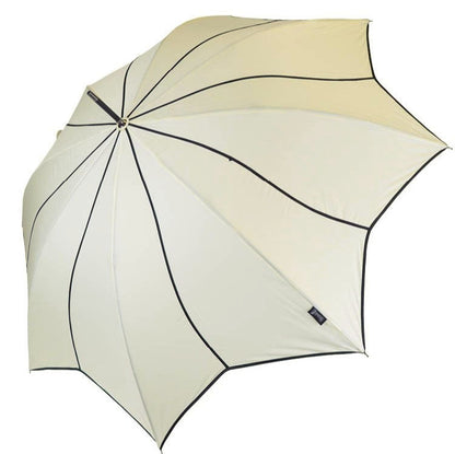 Cream Swirl Umbrella with Black Pipping | Petal-Like Shape | Waterproof