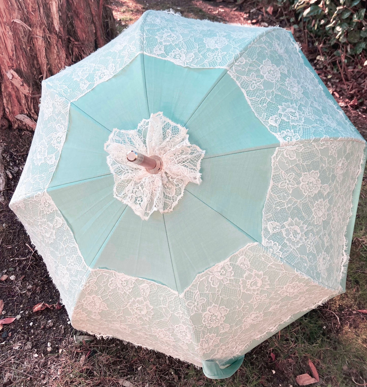 Paraguas Sissi anti-UV color menta | Retro, impermeable, hecho a mano en Francia | Envío gratis