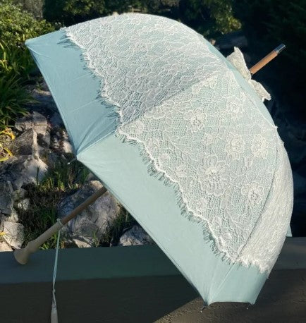 Paraguas Sissi anti-UV color menta | Retro, impermeable, hecho a mano en Francia | Envío gratis