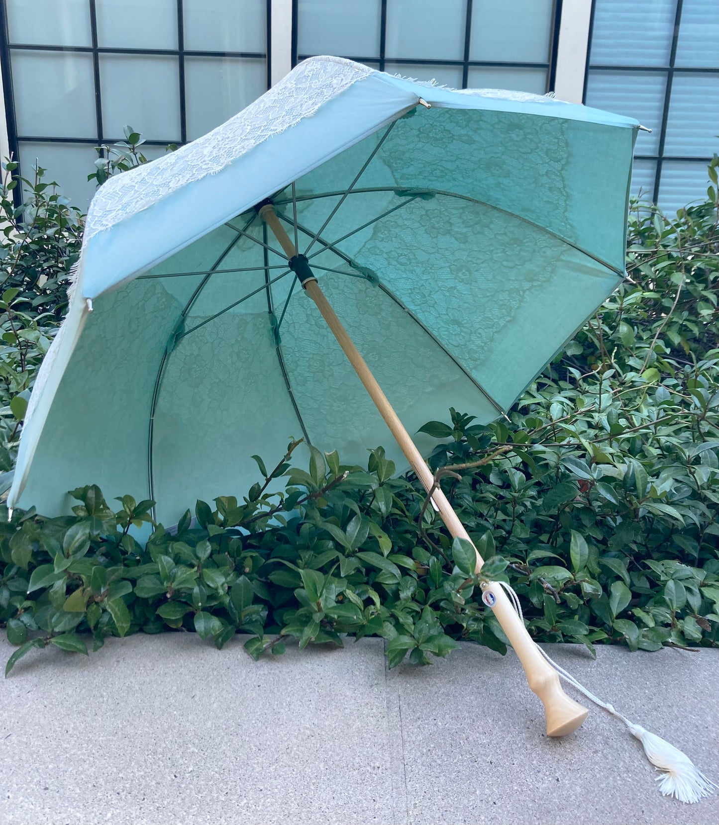 Paraguas Sissi anti-UV color menta | Retro, impermeable, hecho a mano en Francia | Envío gratis