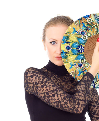 Winged Fantasy Hand Fan Yellow | Catalina Estrada collection | Made in Spain