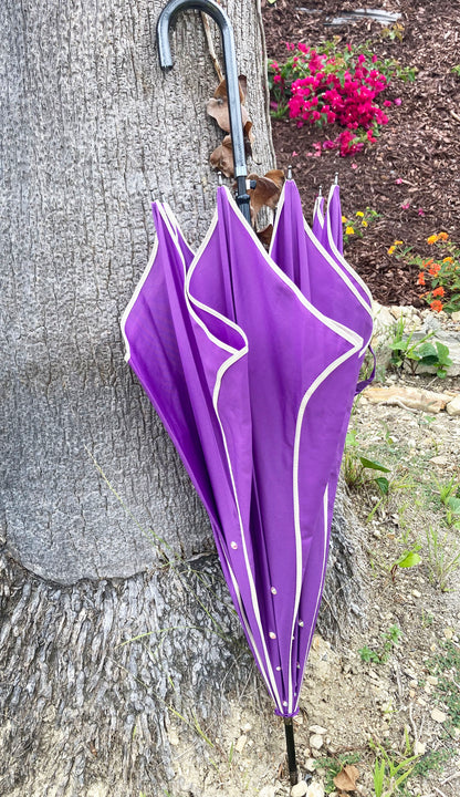 Paraguas morado con forma de espiral y diamantes de imitación de la aurora boreal | Decorado a mano | Resistente al agua y excelente para dar sombra