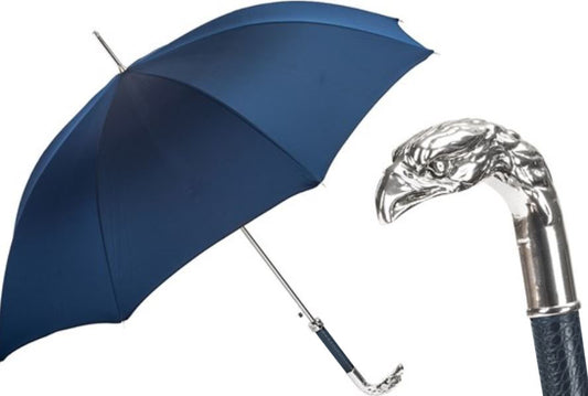 Man Navy Umbrella Stick Style | Silver Eagle Handle | Free Shipping
