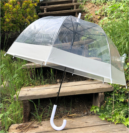 Clear Bubble Umbrella 32" | Translucent White Trim | Safe Tips