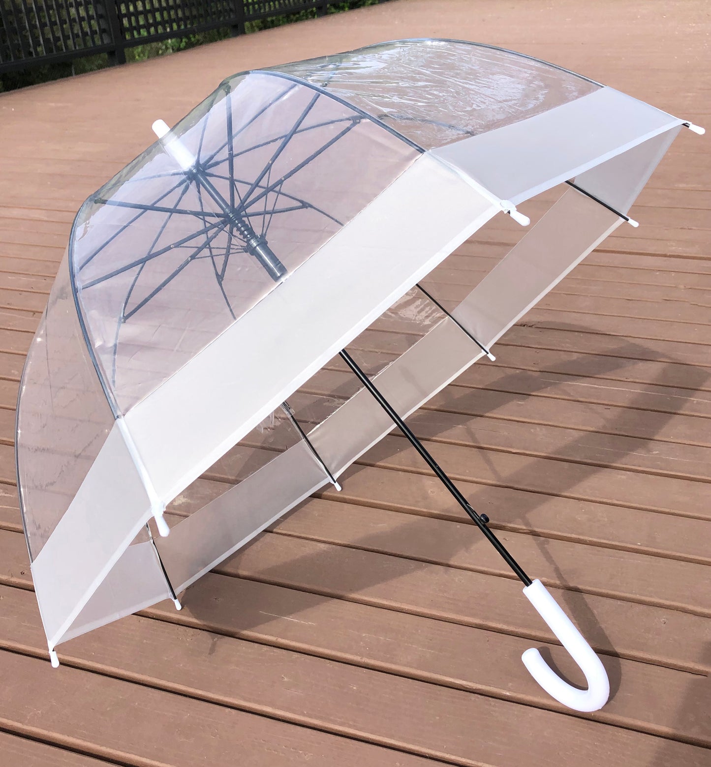 Paraguas de burbujas transparente de 81 cm | Borde blanco translúcido | Consejos de seguridad