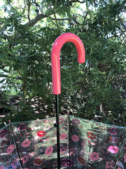 Lips and Kisses Clear Bubble Umbrella | Deep Dome Pink Red Purple Print