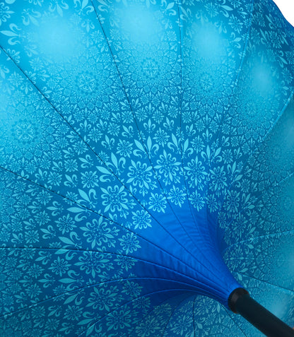 Waterproof + Real Anti-UV Umbrella | Blue Design Pagoda Style | Maximum Shade |