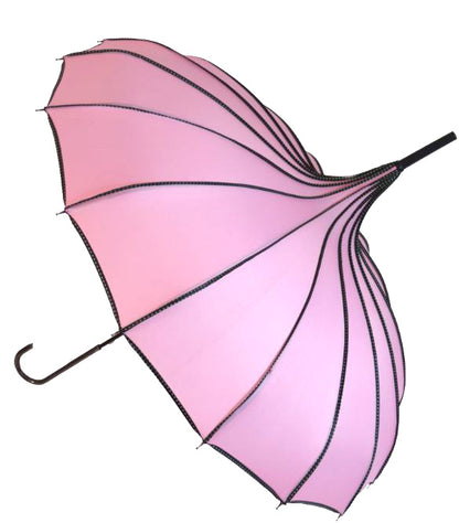 Madeline Soft Pink Pagoda Umbrella | 16 Ribs Leatherette Handle