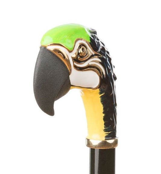 Anti UV Parrot Umbrella | Pasotti Luxury | Enameled Brass Handle | Free Shipping