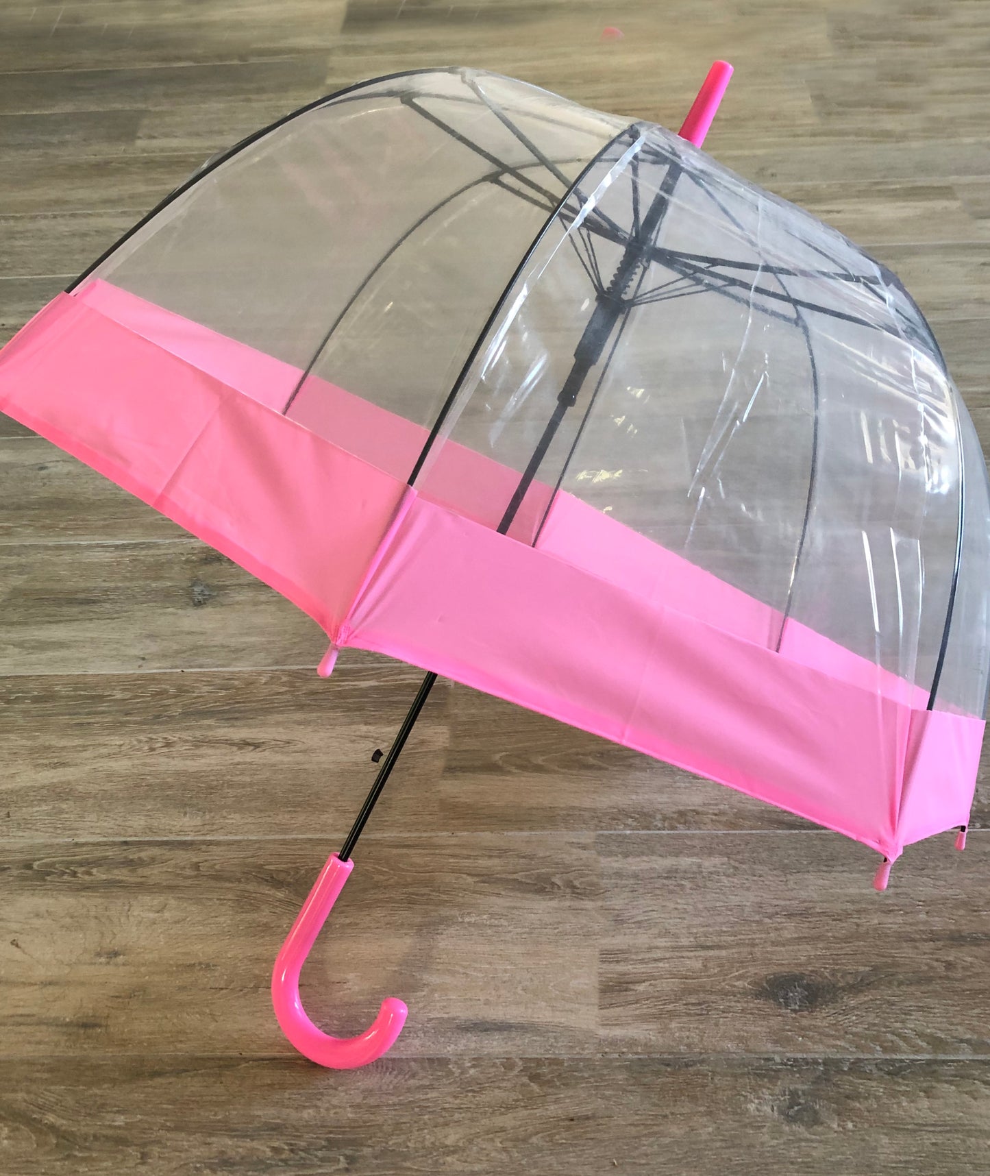 Paraguas rosa transparente de burbujas para uso diario | Consejos de seguridad | Apertura automática
