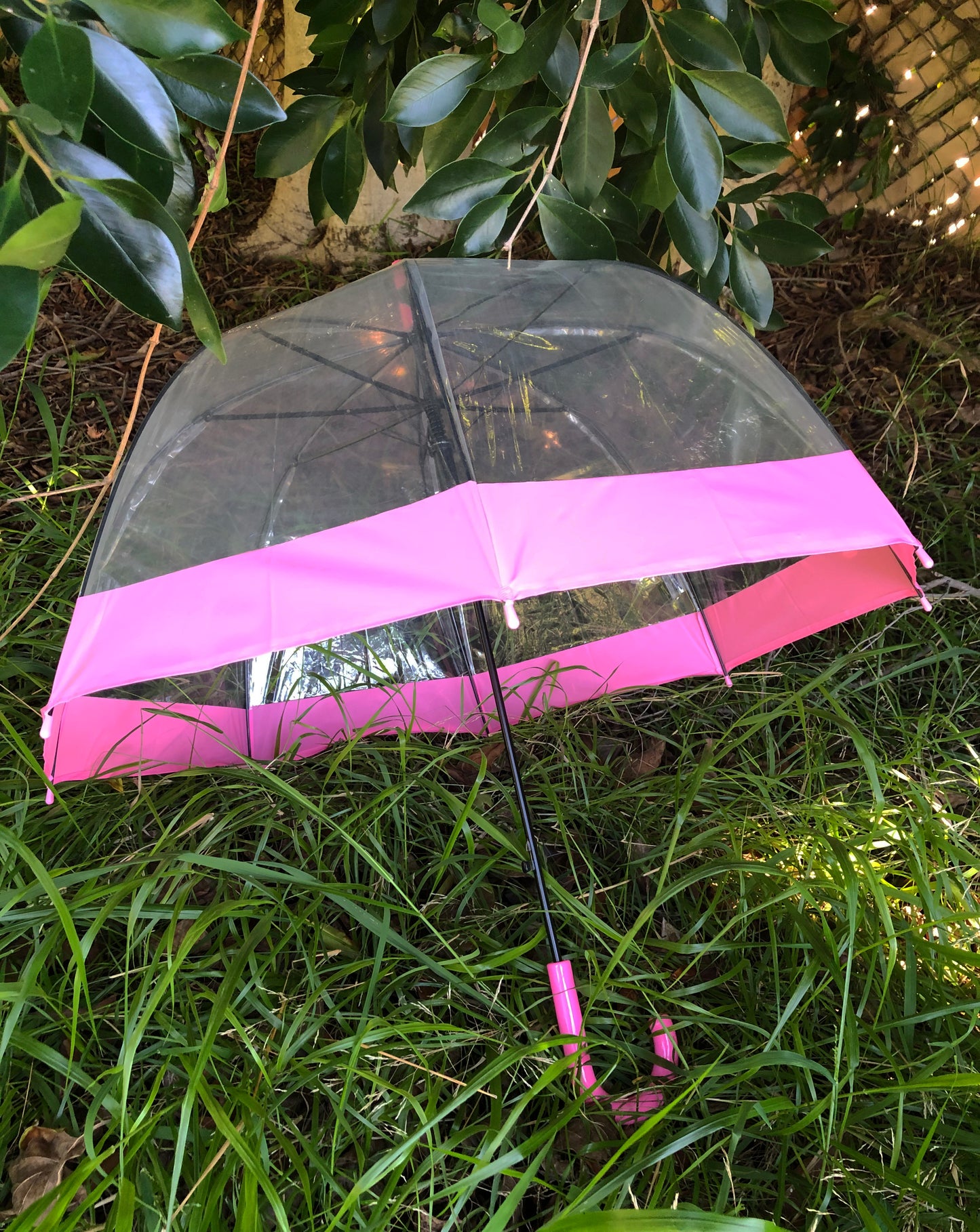 Paraguas rosa transparente de burbujas para uso diario | Consejos de seguridad | Apertura automática