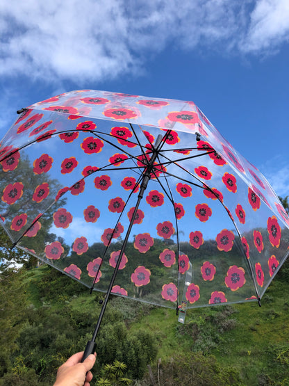 Clear Bubble Umbrella | Red and Orange Poppy Flowers | Everyday Stylish