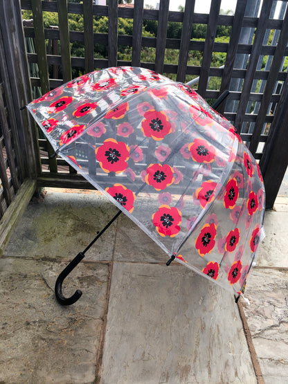 Clear Bubble Umbrella | Red and Orange Poppy Flowers | Everyday Stylish