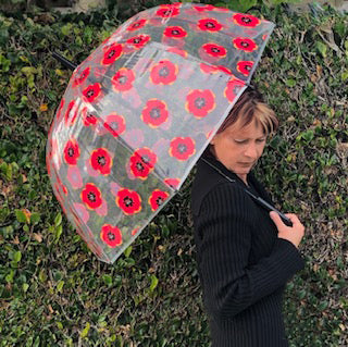 Clear Bubble Umbrella | Red and Orange Poppy Flowers | Everyday Stylish