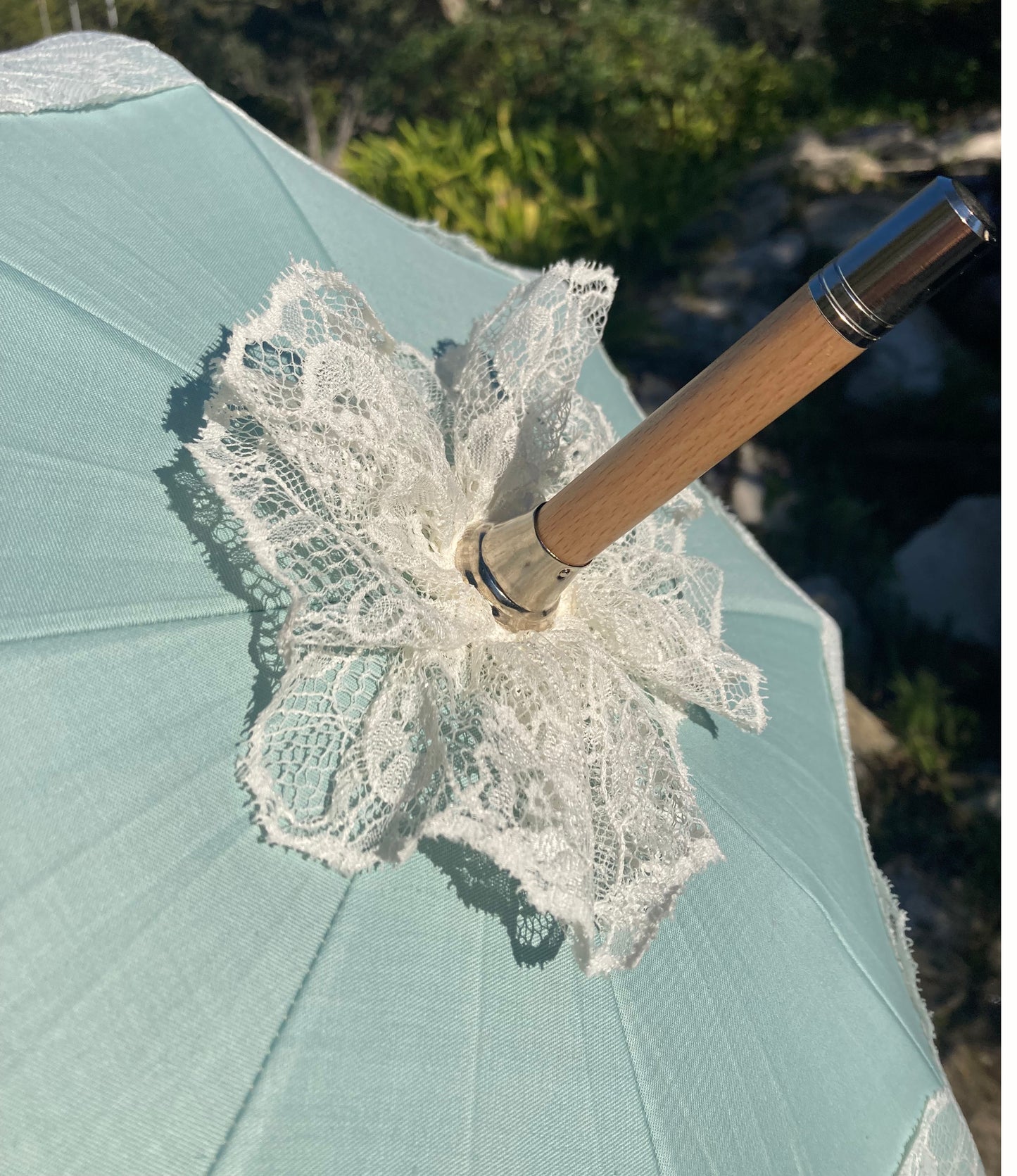 Paraguas Sissi anti-UV color menta | Retro, impermeable, hecho a mano en Francia | Envío gratis