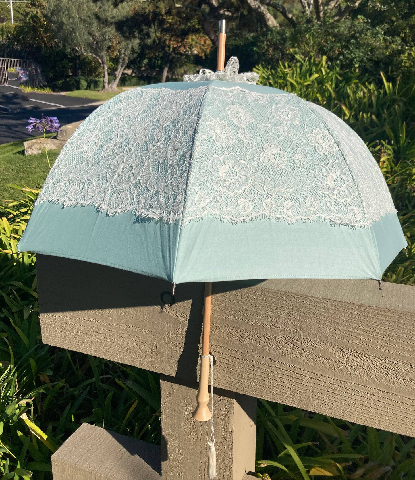 Paraguas Sissi anti-UV color menta | Retro, impermeable, hecho a mano en Francia | Envío gratis