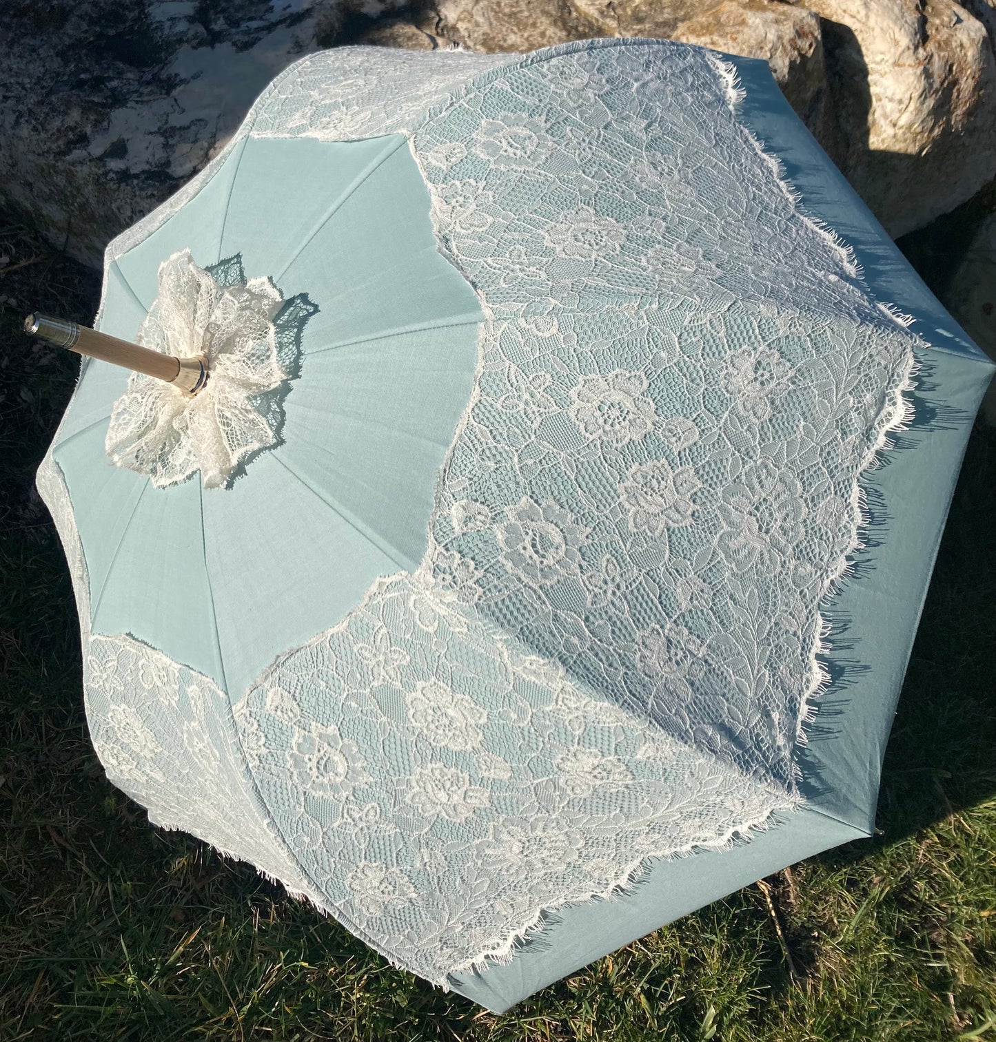 Paraguas Sissi anti-UV color menta | Retro, impermeable, hecho a mano en Francia | Envío gratis