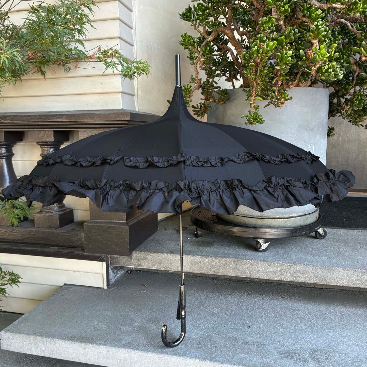 Margaux Black Pagoda Umbrella | Metal Frame | Rain and Sun Protection