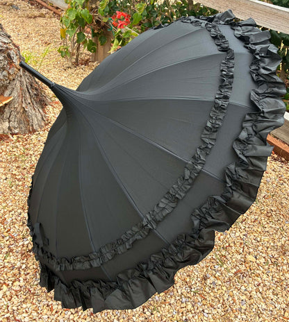 Margaux Black Pagoda Umbrella | Metal Frame | Rain and Sun Protection